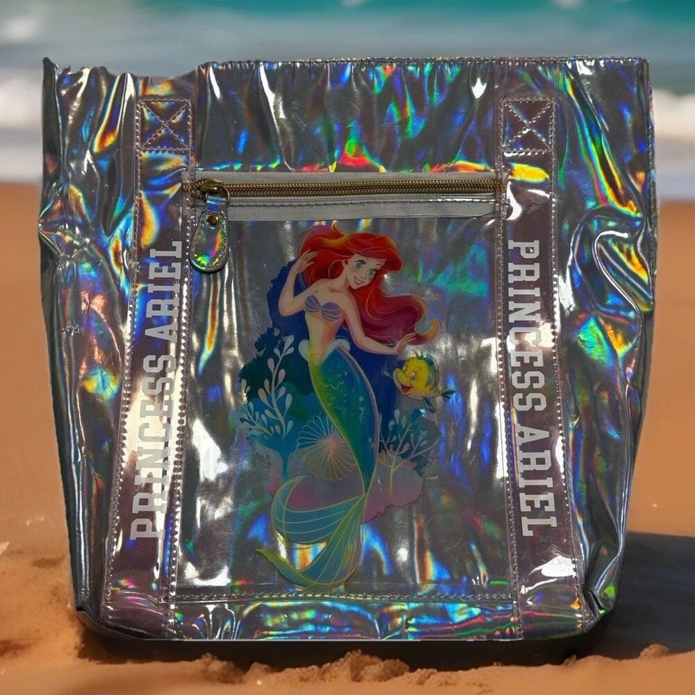Disney Princess Ariel Little Mermaid 12x12 Holographic Beach Tote Pool Swim Bag